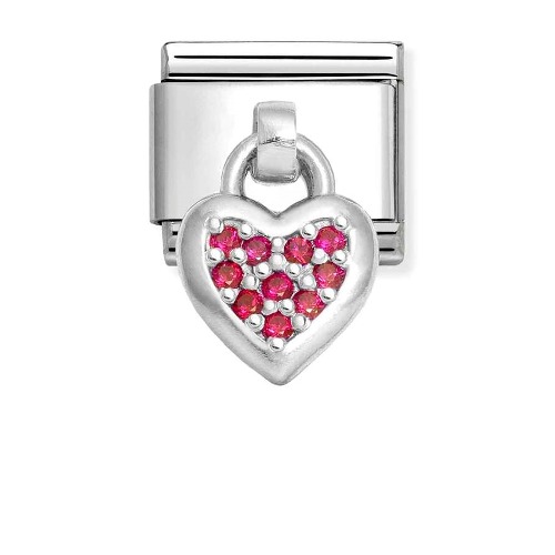 COMPOSABLE Classic CHARMS in stainless steel silver 925 and cubic zirconia (Red Heart) 331800/26