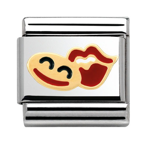 COMPOSABLE Classic FUN in stainless steel with enamel and 18k gold (SMILE with LIPS) 030243/30