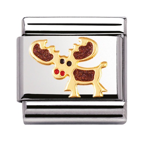COMPOSABLE Classic EARTH ANIMALS in stainless steel with enamel and 18k gold (MOOSE) 030212/42