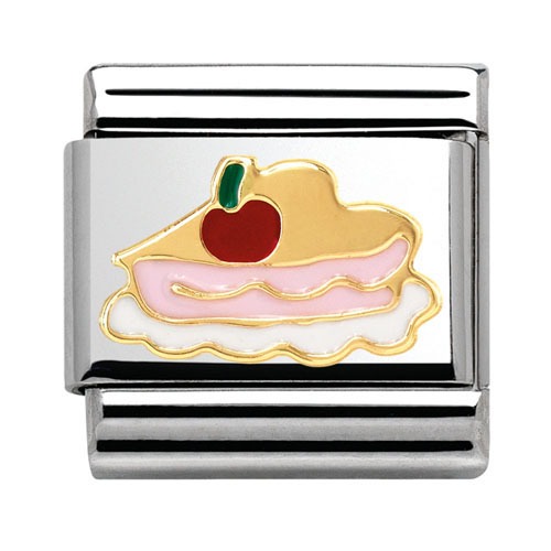 COMPOSABLE Classic MADAME ＆ MONSIEUR link in stainless steel 18K gold and enamel (CHERRY PIE) 030285/01