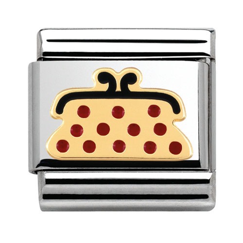 COMPOSABLE Classic MADAME ＆ MONSIEUR link in stainless steel 18K gold and enamel (RED PURSE) 030285/22