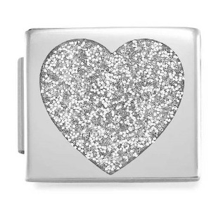 COMPOSABLE GLAM SYMBOLS in steel and enamel (SILVER GLITTER HEART) 230202/02