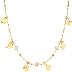 목걸이 MELODIE HAPPY (멜로디에해피) Necklace 925 silver and cz (Yellow Gold Mixed Luck) 147721/085