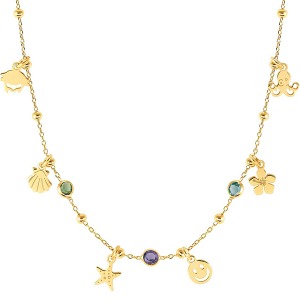 목걸이 MELODIE HAPPY (멜로디에해피) Necklace 925 silver and cz (Yellow Gold Mixed Marina) 147721/082