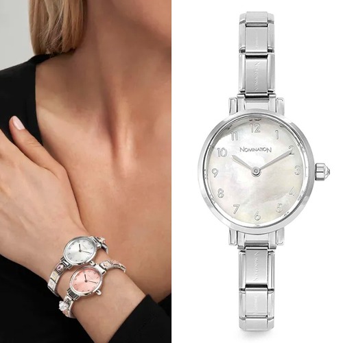 시계 PARIS(파리) watch with OVAL Classic steel strap with CZ (White Mother of Pearl) 076038/008