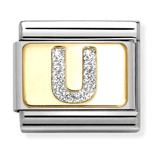 COMPOSABLE Classic LETTERS GLITTER in stainless steel with enamel and 18k gold (U) 030291/21