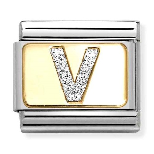 COMPOSABLE Classic LETTERS GLITTER in stainless steel with enamel and 18k gold (V) 030291/22