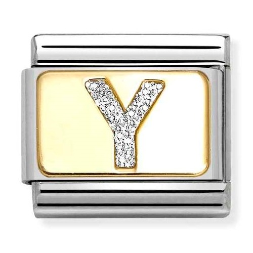 COMPOSABLE Classic LETTERS GLITTER in stainless steel with enamel and 18k gold (Y) 030291/25