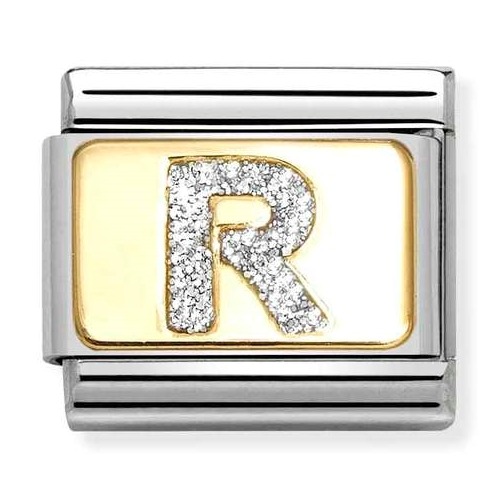 COMPOSABLE Classic LETTERS GLITTER in stainless steel with enamel and 18k gold (R) 030291/18
