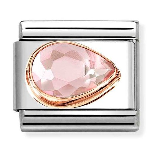 COMPOSABLE Classic FACETED DROP RIGHT in steel and CZ with 9K rose gold (Pink) 430606/003