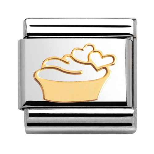 COMPOSABLE Classic MADAME MONSIEUR link with symbols in 18K gold (MUFFIN with HEARTS) 030162/02