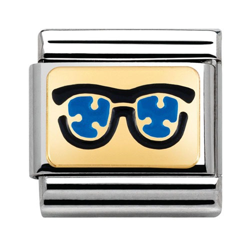 COMPOSABLE Classic PLATES steel enamel and 18k gold (Blue Sunglasses) 030284/03