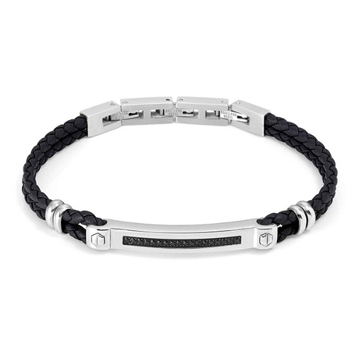 팔찌 MANVISION(맨비전) Bracelet in stainless steel CZ Black Synthetic leather (Black) 133001/007