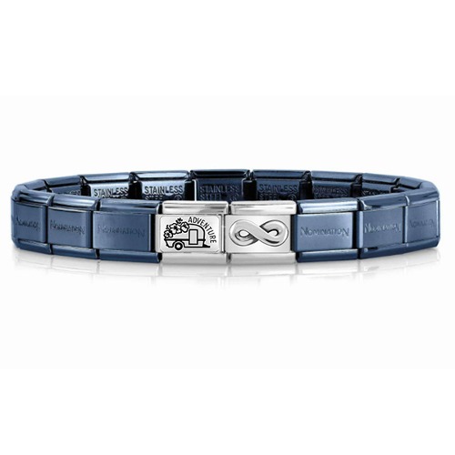 [조합] 컴포저블팔찌 Bracelet In Stainless Steel(Blue) With Adventure Caravan+Infinity (030001/SI/016+330111/25+330101/21)