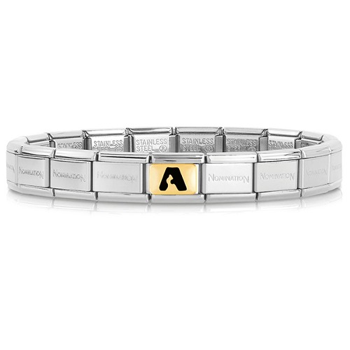[조합] 컴포저블팔찌 Bracelet In Stainless Steel With Black Letters (베이스+이니셜택1)