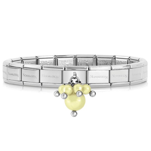 [조합] 컴포저블팔찌 Bracelet In Stainless Steel With Pastel Yellow Pearl (베이스+030609/05)